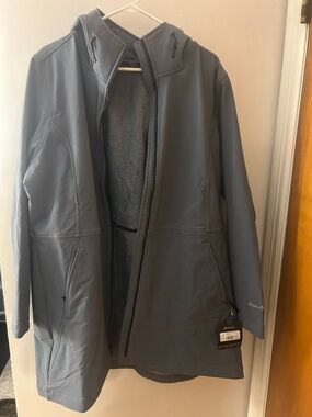 Eddie Bauer Gray Hooded Softshell Raincoat